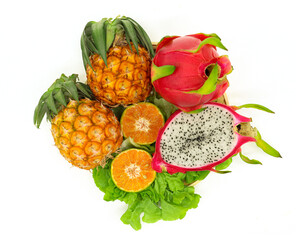 Mixed fruits on a white background