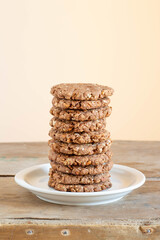 Homemade oatmeal multigrain biscuits with chocolate