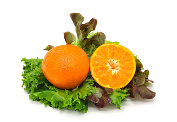 Orange and salad leaves