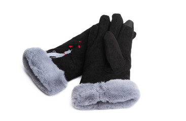 black female gloves isolated