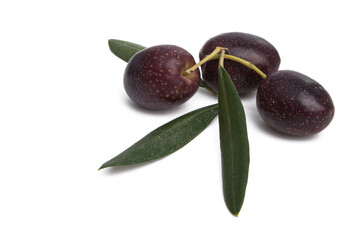 black olives with leaves isolated