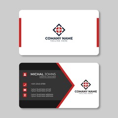 Modern business card template. Personal visiting card with company logo. Vector business card template. Visiting card for business and personal use. Vector illustration design.