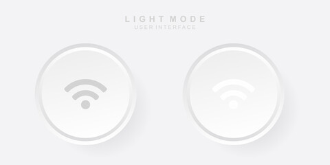 Simple Creative Wifi User Interface in Neumorphism Design. Simple modern and minimalist. Smooth and soft 3D user interface. Light mode. For website or apps design. Icon Wifi Vector Illustration.