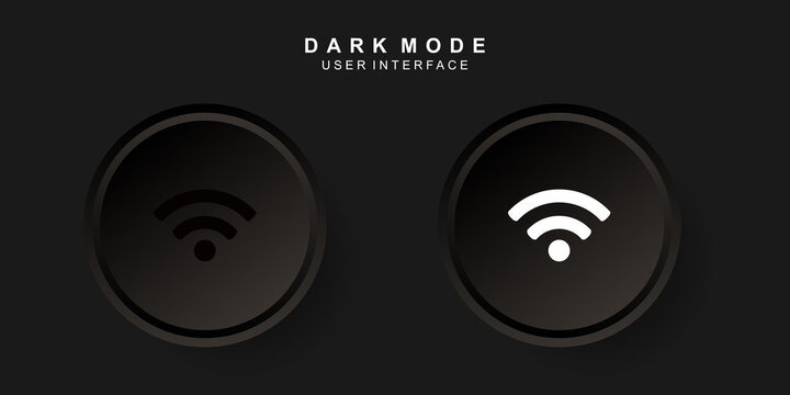 Simple Creative Wifi User Interface in Neumorphism Design. Simple, modern and minimalist. Smooth and soft 3D user interface. Dark mode. For website or apps design. Icon Wi-Fi Vector Illustration.