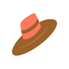 Womens hat with brim. Cartoon vector isolated