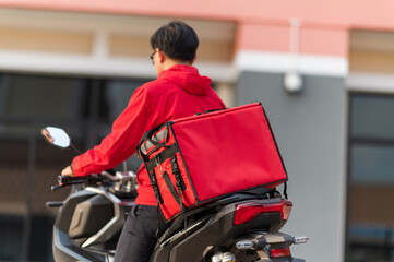 delivery man Prepare to deliver parcels to customers by motorbikes