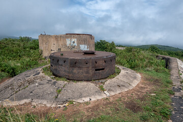 Old abandoned bunker in the woods. Military Fort. military defensive fortifications. fort number...