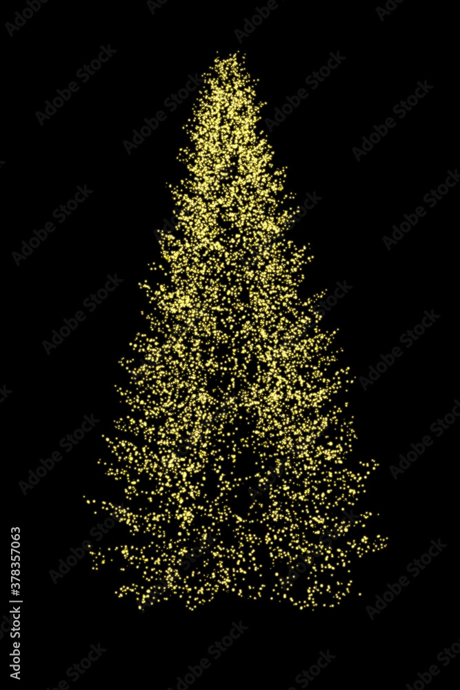 Wall mural Blurred christmas tree lights isolated on black background