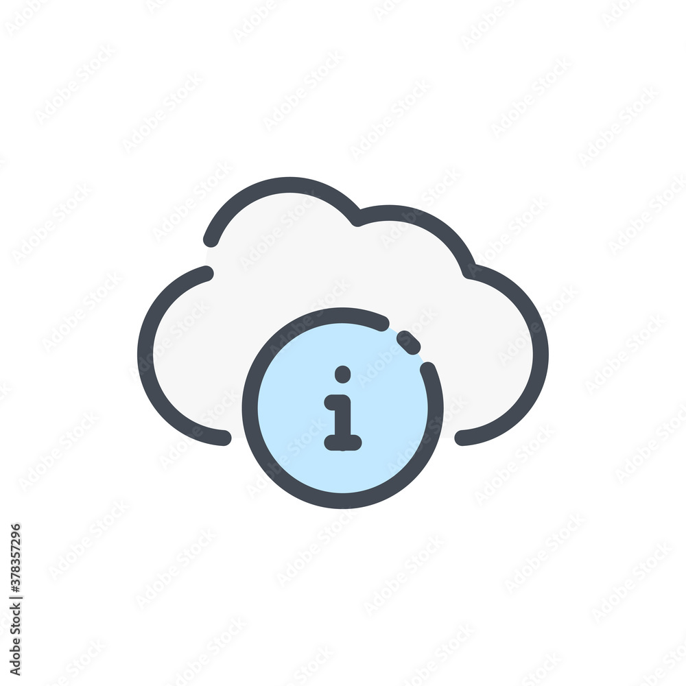Poster cloud service information color line icon. cloud info guide vector outline colorful sign.