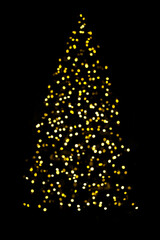 Blurred christmas tree lights isolated on black background