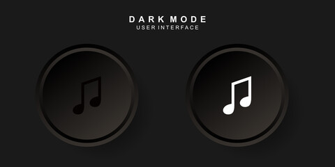 Simple Creative Music User Interface in Neumorphism Design. Simple, modern and minimalist. Smooth and soft 3D user interface. Dark mode. For website or apps design. Icon Music Vector Illustration.