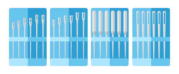 Fototapeta premium Set needle for sewing on white background. Kit for tailoring.