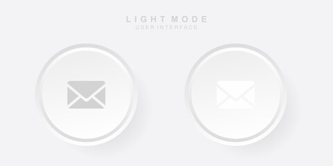Simple Creative Email User Interface in Neumorphism Design. Simple modern and minimalist. Smooth and soft 3D user interface. Light mode. For website or apps design. Icon Mail Vector Illustration.