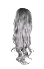 Foto auf Acrylglas long curly blond wig on a white background © evegenesis