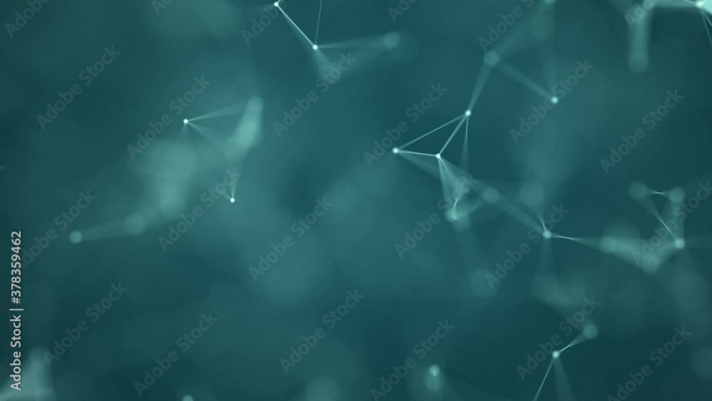 Aufkleber 4k video plexus looped animation. abstract technology background with moving dots and lines, dark bl
