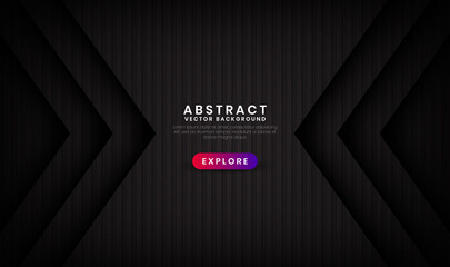 Abstract 3D black background with wooden style. Overlap layers on dark space with stripes patterns. Modern graphic design template elements for banner, flyer, cover, or brochure