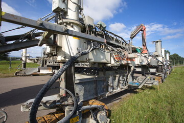 concrete-laying complex road construction. belarus, minsk, 2020