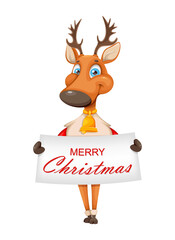 Merry Christmas and Happy New Year. Cute deer