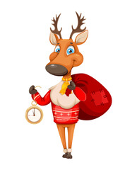 Merry Christmas and Happy New Year. Cute deer