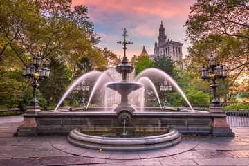 Fotobehang New York  New York, USA at City Hall Park Fountain  © SeanPavonePhoto