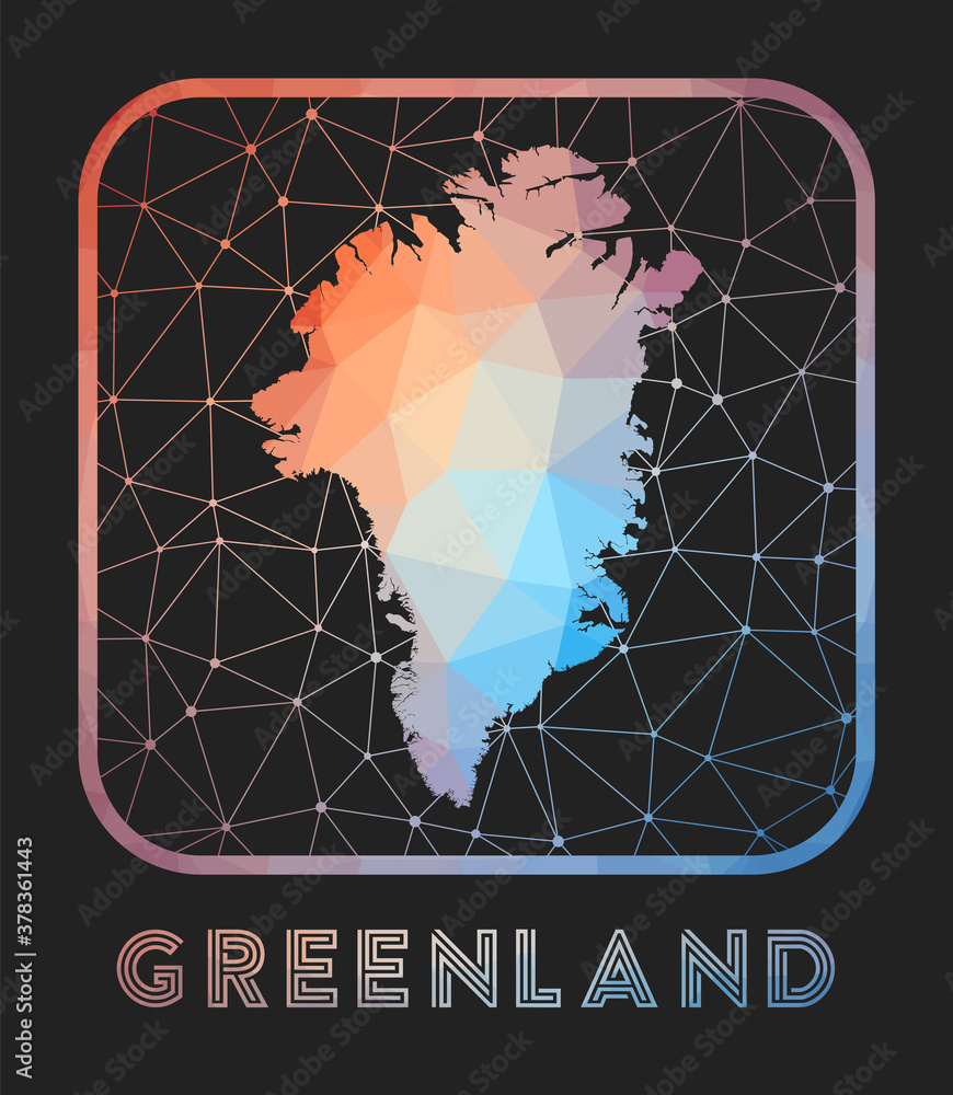 Aufkleber greenland map design. vector low poly map of the country. greenland icon in geometric style. the cou