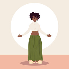 afro woman wearing casual clothes