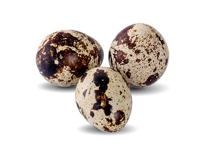 Quail eggs isolated on white background