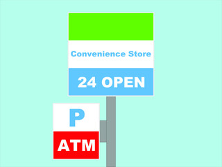 コンビニエンスストアの看板　ベクター素材