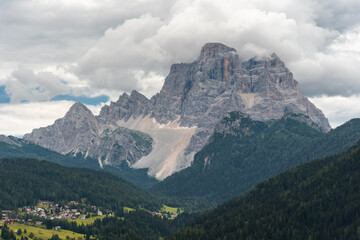 View of mout Pelmo from Colle Santa Lucia in Dolomites, Italy