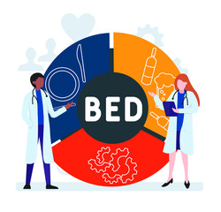 Flat design with people. BED - Binge Eating Disorder  acronym, medical concept.