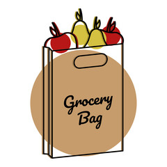 Grocery bag icon with foods and beverages - Vector