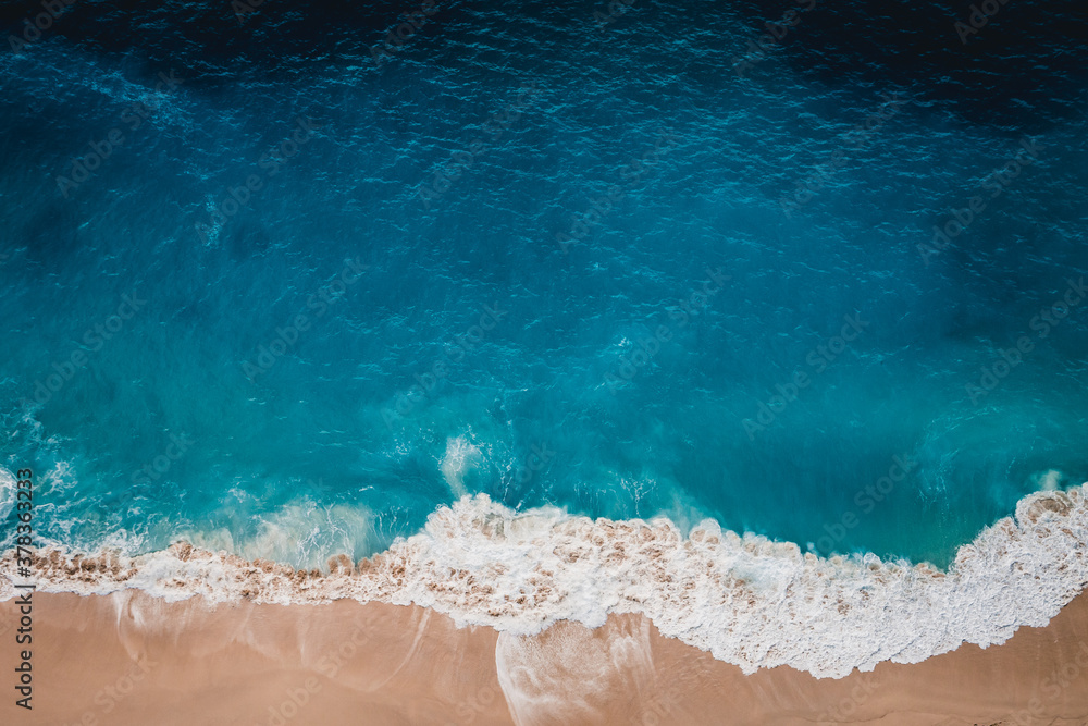 Wall mural wild beach, top view, waves