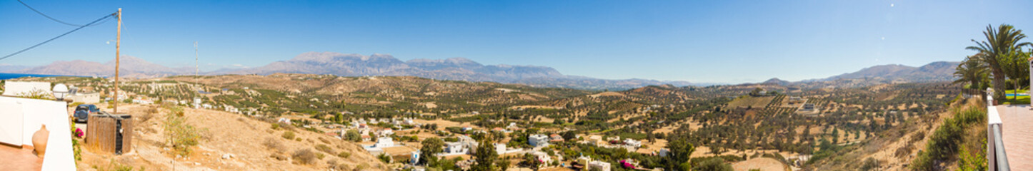 Fototapeta na wymiar Crete Messara plains panorama at noon