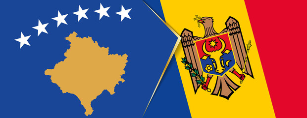 Kosovo and Moldova flags, two vector flags.