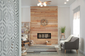 Modern living room interior with stylish furniture