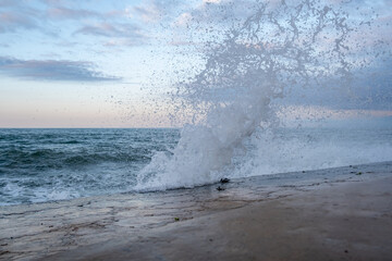 wave hitting on the stone