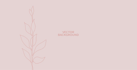 Vector horizontal background in minimal style with doodle branch and space for text.Design for social media stories, invitation, card