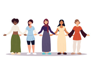 Fototapeta premium group of women together, diversity or multicultural