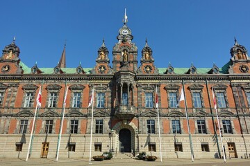 Obraz premium MALMO, SWEDEN -16 AUG 2020- View of the landmark Malmo City Hall (Radhus) located in Malmo, Sweden.