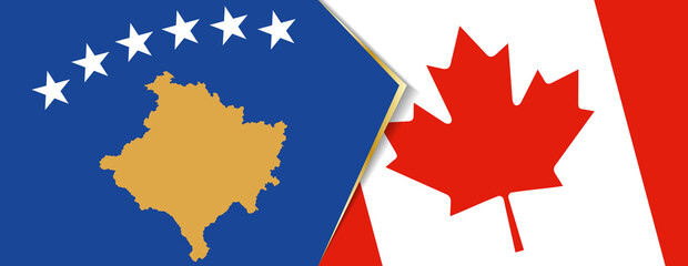 Kosovo and Canada flags, two vector flags.