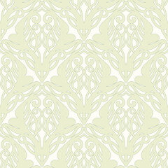 Damask flower pattern in vector light background. Imperial ornament, Rococo Wallpaper