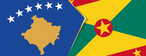 Kosovo and Grenada flags, two vector flags.