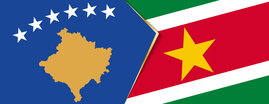 Kosovo and Suriname flags, two vector flags.