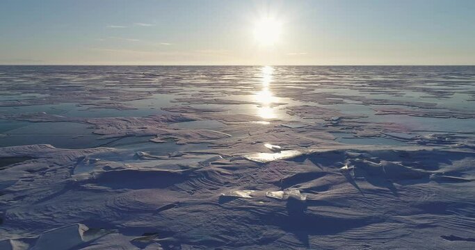 Lake Baikal in winter. The abstract and dense lines of ice. A popular travel destination in Russia. Aerial view of the ice.
