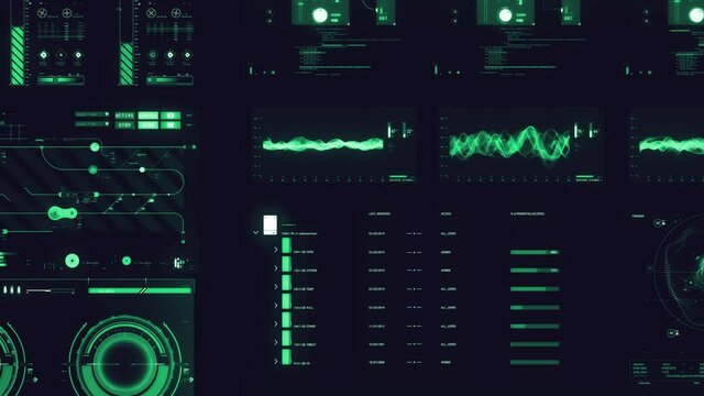 Futuristic sound interface/Digital screen/Ultra detailed abstract digital background. Blinking and switching indicators and statuses. Work of command center, big data, machine deep learning