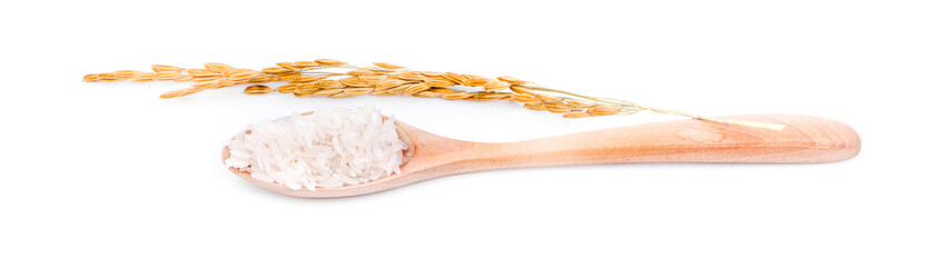 Thai jasmine rice isolated on white background