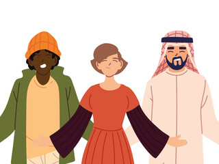 portrait of friends together, diversity or multicultu