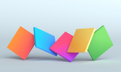 Abstract 3d render, background design with colorful squares