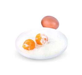 Soft-boiled eggs isolated on white background