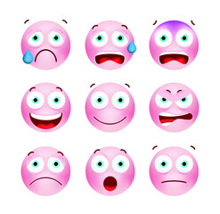 Cute Emoticon with Cartoon Style on White Background . Isolated Vector Illustration 